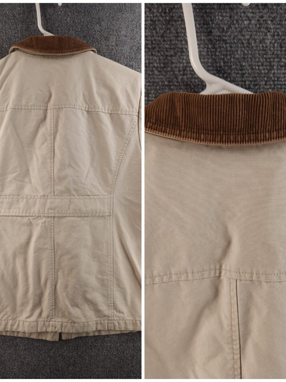 LL Bean Chore Coat Canvas Farm Ranch Barn Beige Small Petite Collared 267092 - Picture 16 of 16